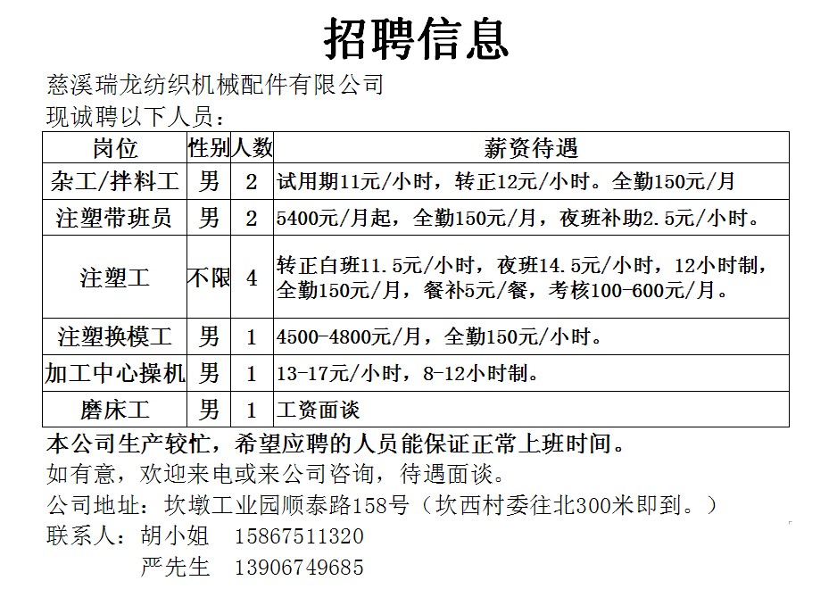 颛桥工厂最新招聘信息——诚邀英才共筑辉煌